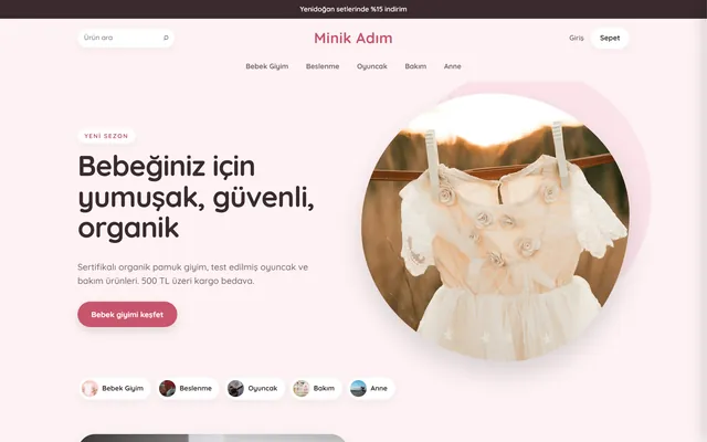Minik Adım demo mağazası