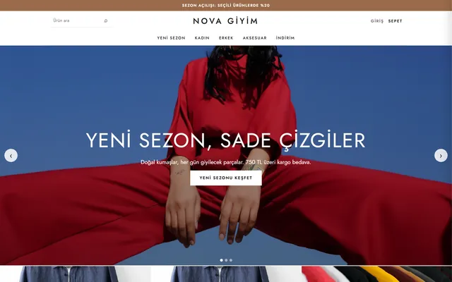 Nova Giyim demo mağazası